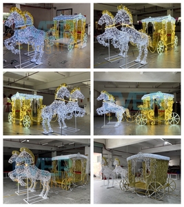 Décoration de <span class=keywords><strong>Noël</strong></span> 3D en PVC IP65 avec motif de carrosse de chevaux et traîneau du Père <span class=keywords><strong>Noël</strong></span>, éclairage LED, pour mariage et aménagement paysager - Product Image 2