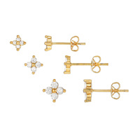 Boucles d'oreilles clous ZUOLA en or plaqué 18 carats avec zircon, motif trèfle à quatre feuilles, pour femme