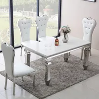 Conjunto de mesa de comedor de mármol con 4, 6 y 8 sillas de lujo, mobiliario rectangular