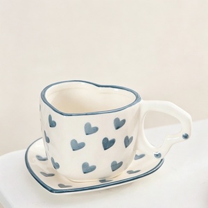 แก้วกาแฟลายหัวใจน่ารัก แก้วเซรามิกสดใส ของขวัญวันเกิด - Product Image 4