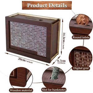 Salvadanaio in Legno a Forma di Euro, Cassaforte per Risparmi, Contenitore per Denaro, Scatola per Risparmiare, Sfida di <span class=keywords><strong>Risparmio</strong></span> - Product Image 4