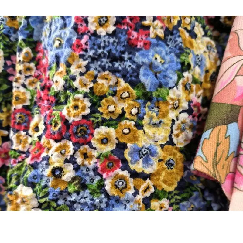 Tela de algodón con estampado floral, tela de algodón puro para prendas de vestir