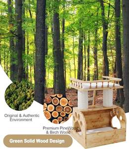 Arbre à chat moderne en bois massif, tour à chat de luxe <span class=keywords><strong>avec</strong></span> poteau à gratter, maison d'arbre à chat naturelle <span class=keywords><strong>avec</strong></span> coussins lavables - Product Image 2