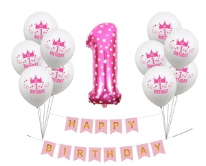 Kit di palloncini di 1 ° anno decorazioni per feste di <span class=keywords><strong>buon</strong></span> <span class=keywords><strong>compleanno</strong></span> rosa blu palloncino a elio bandiera Banner forniture per decorazioni per Baby Shower - Product Image 2