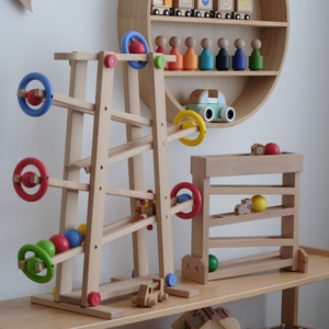 ของเล่นไม้มอนเตสซอรี่ รถรางเลื่อนฝึกการมองเห็นสำหรับเด็กอายุ 1-3 ปี ฝึกการแยกแยะสี ของเล่นเสริมพัฒนาการเด็กเล็ก ฝึกการเล่นแบบพ่อแม่ลูก - Product Image 1