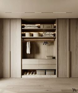 Armario de Dormitorio de Lujo a Medida, Armario con Puertas Estilo Shaker Personalizadas con Estantes <span class=keywords><strong>Empotrados</strong></span> con LED para Proyectos de Interiores de Hoteles y Villas - Product Image 3