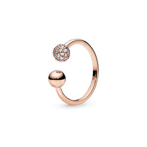 Elegante <span class=keywords><strong>Anillo</strong></span> Abierto con Diseño de Flor de Melocotón, Chapado en <span class=keywords><strong>Oro</strong></span> <span class=keywords><strong>Rosa</strong></span>, con Micro Pavé de Cuentas, Ajustable y Apilable, para Mujer, Joyería Diaria, Regalo - Product Image 2