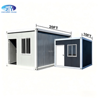 Conteneur utilitaire extérieur multifonctionnel préfabriqué blanc personnalisé avec toit ondulé et grilles de sécurité