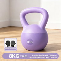 Kettlebell de 6 kg avec gants inclus, en fonte recouverte de vinyle antidérapante, pour femmes débutantes, ensemble d'haltères pour la maison et la salle de sport