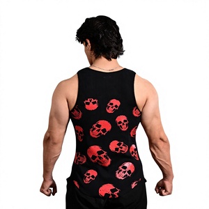 Wholesale Rate Best Premium Quality Men's Red <b>Skull</b> Print O-Neck Tank <b>Top</b> Sleeveless Vest For Casual Wear fashionable tank <b>top</b> - Product Image 4