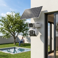 Cámara Solar 4G con Tarjeta SIM, Doble Lente, 4G LTE, Cámara de Seguridad para Exteriores, 4MP, Audio Bidireccional, Visión Nocturna, Seguimiento de Movimiento Humano, Integrada