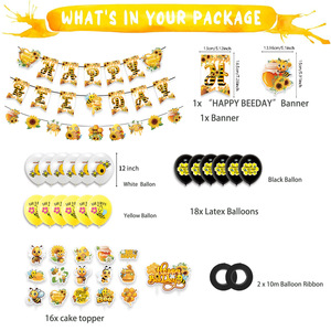 Abeja Decoraciones <span class=keywords><strong>de</strong></span> cumpleaños Banners <span class=keywords><strong>de</strong></span> cumpleaños Honey Bee Cupcake Topper y globo What Will It Bee Baby Shower Party Supplies - Product Image 5