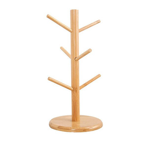 Organisateur de tasses à café et à thé écologique en bambou avec 6 crochets, support de séchage pour tasses, porte-tasses en bambou écologique - Product Image 2