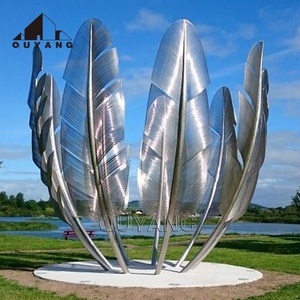 Escultura de Flor de <span class=keywords><strong>Loto</strong></span> de Acero Inoxidable Moderna y Lujosa para Decoración de Jardín y Villa, Estatua de Arte Metálico Pulido a Espejo - Product Image 2