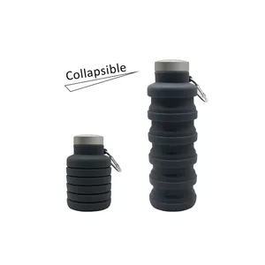 500ml Colorful Silicone Squeeze Bottle Soft Flask Folding Collapsible Water Bottle Foldable Water Bottle