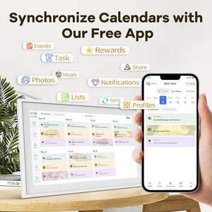 Calendario Digital de Pared con Pantalla Táctil de 10.1'', Organizador Familiar y de Tareas con Planificador de Comidas, Regalo para Padres e Hijos, Soporte de Escritorio y Recambios - Product Image 4
