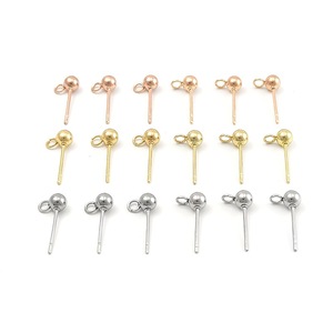 Boucles d'oreilles à billes en acier inoxydable, or rose, argent, or, perles rondes de 3 mm, pour la fabrication de bijoux DIY, usage quotidien, unisexe - Product Image 1
