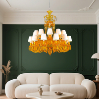 Livraison rapide décoration intérieure de luxe grand lustre en cristal Loft appartement jaune suspension pour Hall hôtel maison