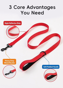สายจูงสุนัขไนลอนสีม่วงแบบสะท้อนแสงสำหรับฝึกสุนัขเดินและวิ่ง - Product Image 2