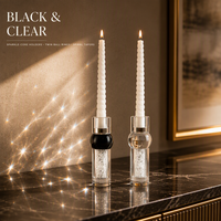 Porte-bougie en cristal noir à base étagée, plateau pyramidal bicolore, décoration moderne pour la maison, table à manger