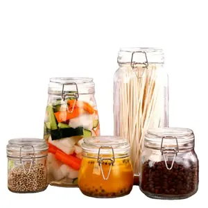 500ml PET Material Glass Storage Jar with Clip Lid for Kitchen Storage of Spice Bottles Flour Cereal Coffee