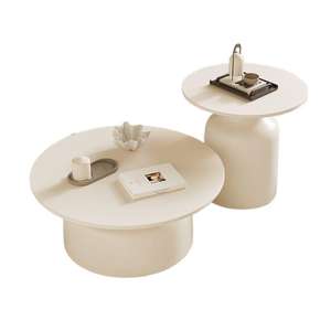 Cream Style Round Coffee <b>Table</b> Resin Top Small Apartment Living Room Furniture Modern Minimalist Design - Product Image 5