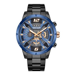 Megir 2221g <span class=keywords><strong>montre</strong></span> d'affaires de luxe à quartz <span class=keywords><strong>pour</strong></span> hommes <span class=keywords><strong>bracelet</strong></span> en acier inoxydable <span class=keywords><strong>montre</strong></span> de marque à mouvement <span class=keywords><strong>Seiko</strong></span> non mécanique - Product Image 6