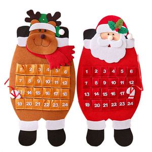 Calendrier de l'Avent décoratif de Noël, style Père Noël, renne et bonhomme de neige en feutre, à suspendre au mur pour la décoration de la maison et des fêtes de Noël - Product Image 3