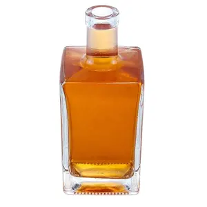 Fabriekslevering High-End Super Vuursteen Glas Vierkante Vorm 700Ml 750Ml 1,75l Mescal Gin Rum Whisky Wodka Mescal Glazen Fles