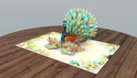 Carte de vœux 3D personnalisée avec impression numérique, motif paon vibrant, plume d'oiseau, Kirigami, art papier haut de gamme, cartes d'anniversaire