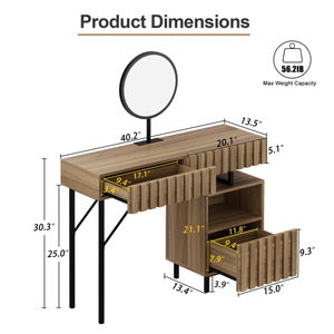 Factory Direct Shiplap Design Bedroom <b>Dressing</b> <b>Table</b> <b>with</b> Mirror and Metal Sled Legs - Product Image 6