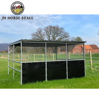 Panneau de Box à Chevaux Galvanisé Portable Sûr et Standard, Abri pour Chevaux, Équipement d'Écurie avec Toit