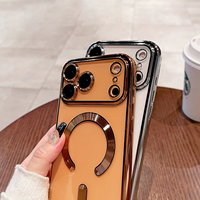 Coques de téléphone portable en TPU souple antichoc avec support magnétique de luxe électroplaqué transparent pour chargement sans fil