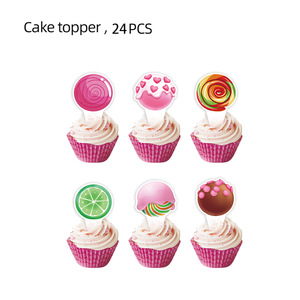 Articles de fête d'anniversaire sur le thème des sucettes HLC : Assiettes roses, serviettes, gobelets, nappes et bannières pour fête d'anniversaire - Product Image 3