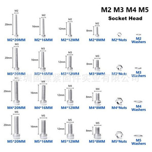 304 Stainless Steel Hex <b>Socket</b> <b>Screws</b> M2 M3 M4 M5 Flat Head DIN912 A2-70 Craft Supplies - Product Image 5