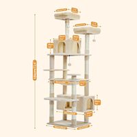 Grande tour de chat de 72 pouces pour chats d'intérieur Poteaux à gratter recouverts de sisal Double panier de condo 2 griffoirs rembourrés pour arbre à chat