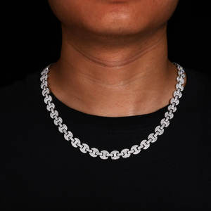 Cross-Border para <span class=keywords><strong>Amazon</strong></span> Europa EE. UU. 6MM Nariz de cerdo Cuba <span class=keywords><strong>Cadena</strong></span> 925 <span class=keywords><strong>Plata</strong></span> Hombres Hip Hop Collar Completo T-Square Moissanite - Product Image 4