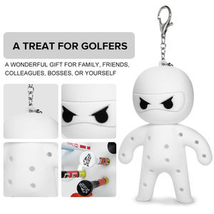 Porte-tee de golf léger au design innovant, capacité de 13 tees, conçu pour durer, en silicone noir/blanc avec porte-clés - Product Image 4