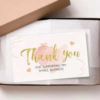 Carte de remerciement promotionnelle pour votre achat, carte de remerciement personnalisée en papier artistique blanc avec dorure à chaud pour les petites entreprises