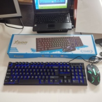 Keyboard Gaming lampu latar LED 104 kunci, Keyboard Gaming Kombo Harga kompetitif Mouse optik nirkabel 3D antarmuka USB