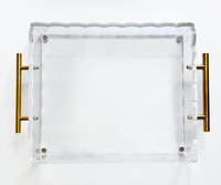 Plateau de service en acrylique transparent de conception sûre de haute qualité Plateau en acrylique de taille personnalisée avec poignées