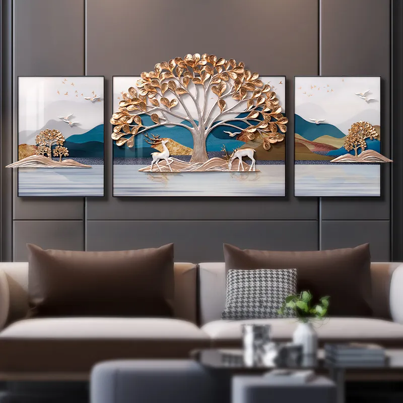 Factory Abstract Landscape Gold Tree Painting 100% Hand Painted Home Decor 3D Wall Art Painting Wall Art