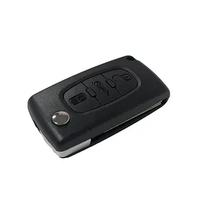 푸조 시트로엥과 호환되는 블레이드 3 버튼 플라스틱 열쇠 고리 커버가있는 원격 키 쉘 플립 자동차 키 교체 케이스
