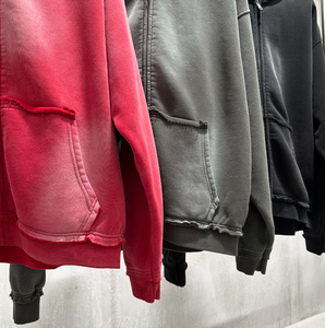 Sweat à capuche pour homme YKH, <span class=keywords><strong>logo</strong></span> personnalisé imprimé, épais 400 g/m², coupe oversize, style vintage délavé, effet Monkey Wash - Product Image 6