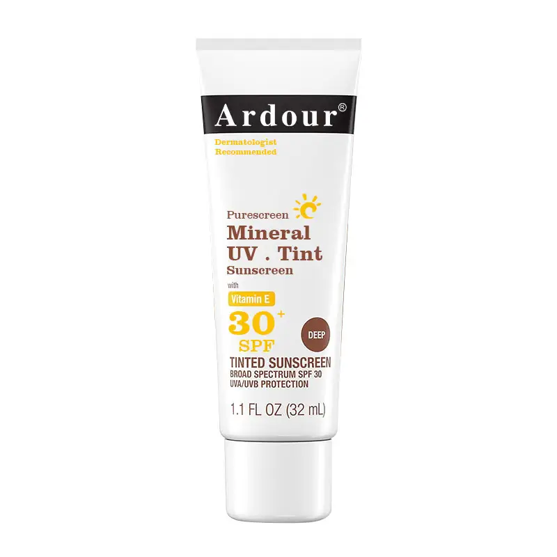 Protector solar OEM con óxido de zinc y vitamina E protector solar teñido resistente al agua para la cara con SPF 30