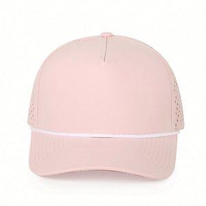 Wholesale High Quality <b>Waterproof</b> Laser Cut Hole Perforated Dad <b>Hat</b> With Custom Logo Baseball Caps With Rope - Product Image 3