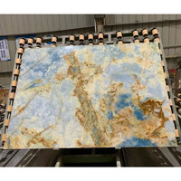 Dalle d'onyx bleu naturel de luxe de taille personnalisée pour mur de fond comptoir de cuisine plancher de salle de bain table basse