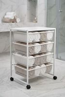 Chariot de rangement mobile à 4 niveaux en métal grillagé avec tiroirs et roulettes pour la maison, le bureau, la salle de bain et le rangement de jouets