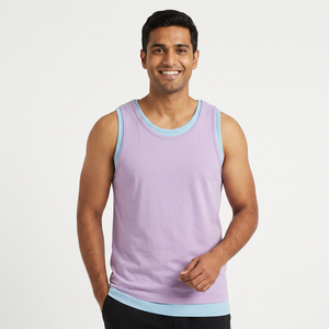 Camiseta sin Mangas para Hombre, Cuello Redondo, Dobladillo Recto, Estilo Deportivo, Algodón y Elastano, Precio Competitivo, Fabricante de Ropa para Hombre - Product Image 1