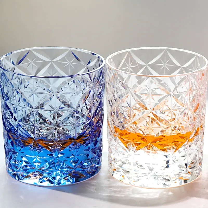 High End Edo Kiriko Whiskey Tumbler K9 Crystal Japanese Style Cocktail Glasses Hand Cutting Old Fashioned Glass Cup Gift Packing